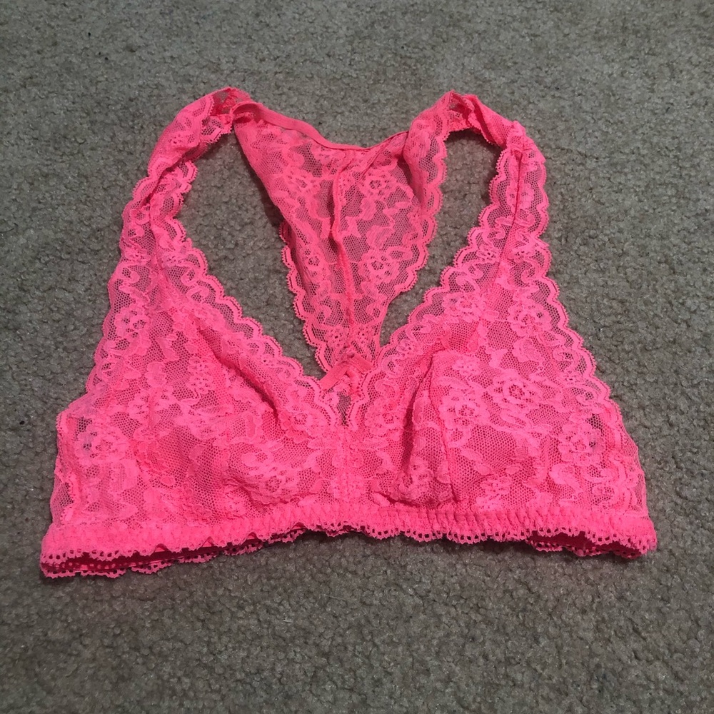 neon pink victoria secret bralette